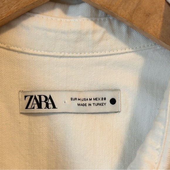 ZARA M Women’s Cotton Linen Blend Elegant Cream Button-Down Denim Belted Dress - Picture 5 of 12